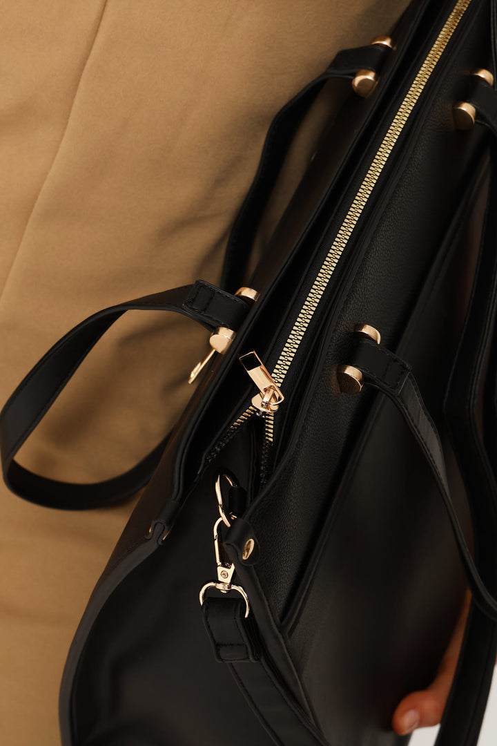 Panelled Laptop Bag - Black