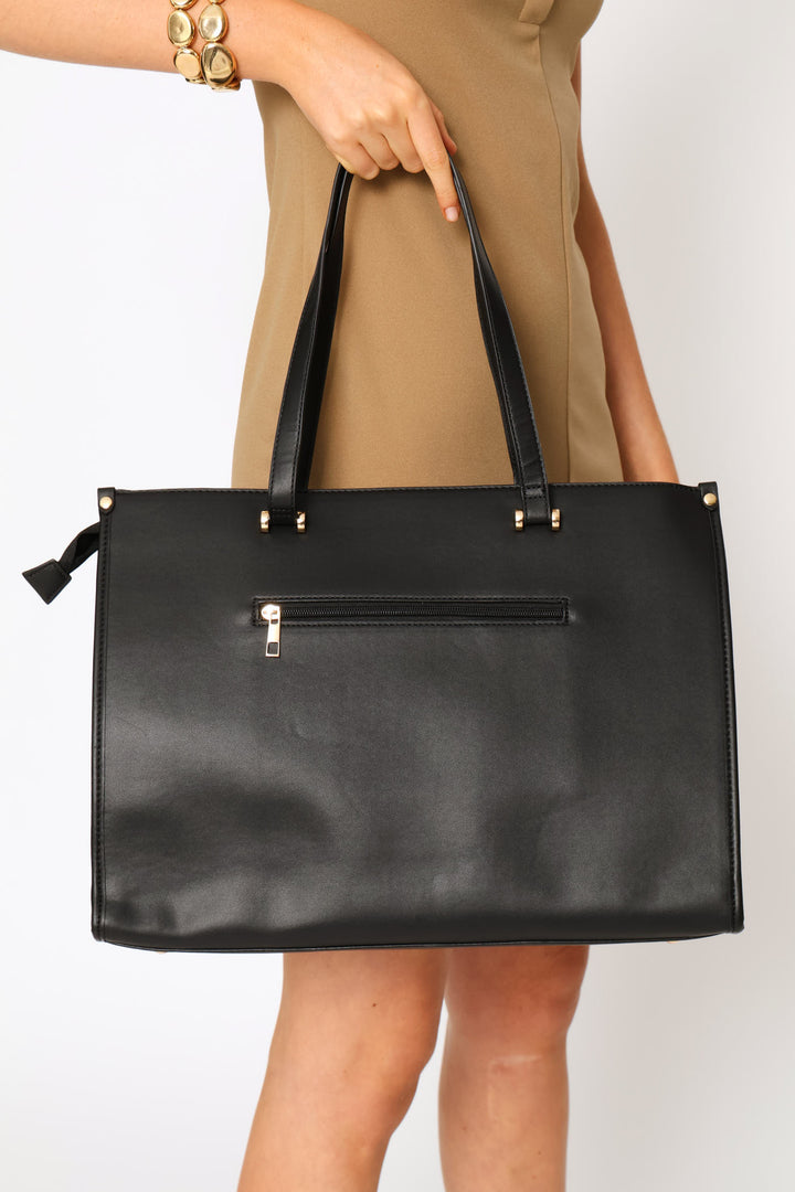 Panelled Laptop Bag - Black