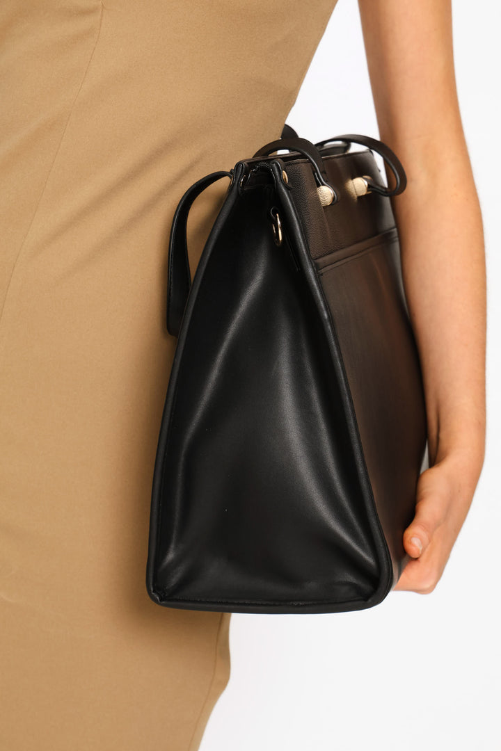 Panelled Laptop Bag - Black
