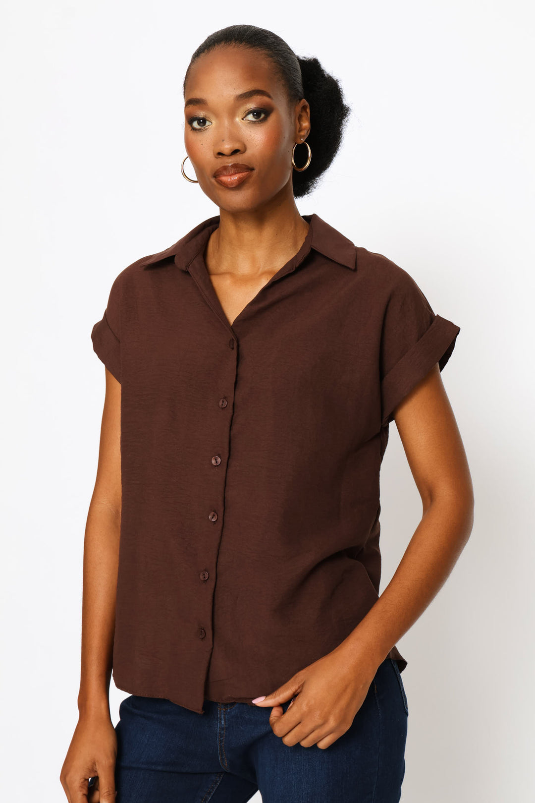 Cutaway Easy Wearing Shirt - Dark Chocolate