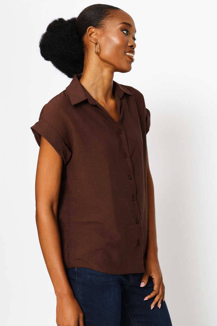 Cutaway Easy Wearing Shirt - Dark Chocolate