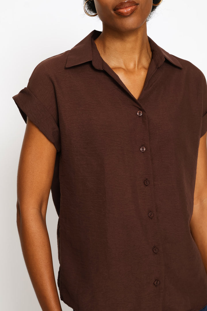 Cutaway Easy Wearing Shirt - Dark Chocolate