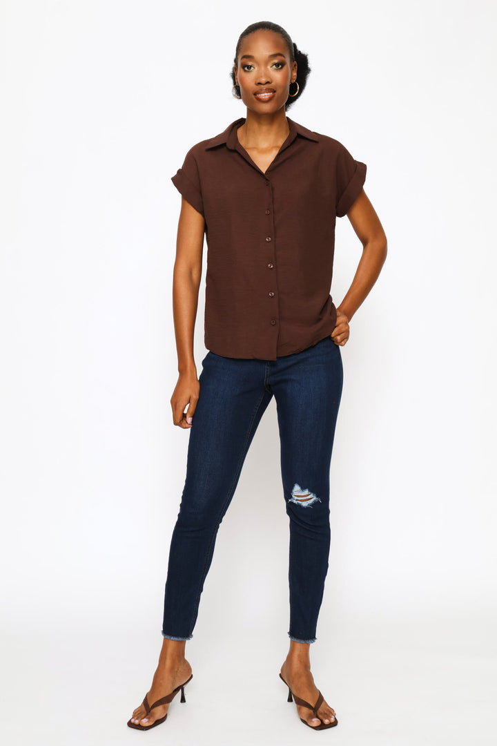 Cutaway Easy Wearing Shirt - Dark Chocolate