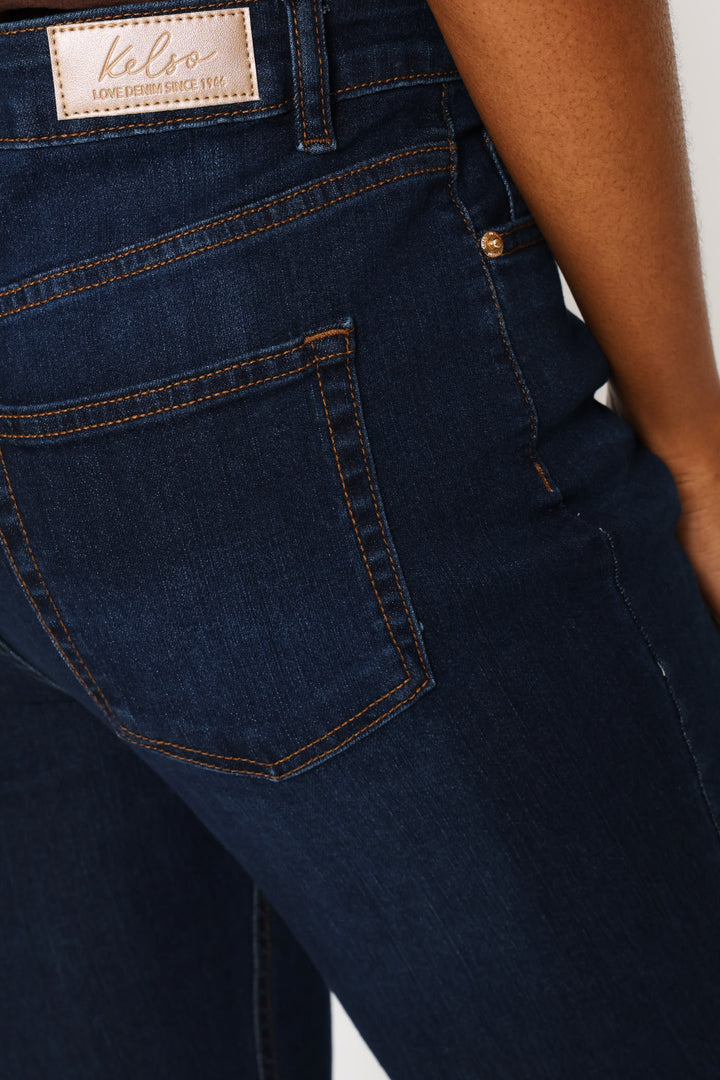Supersoft Abraised Knee Ankle Grazer Skinny Denim - Dark Wash