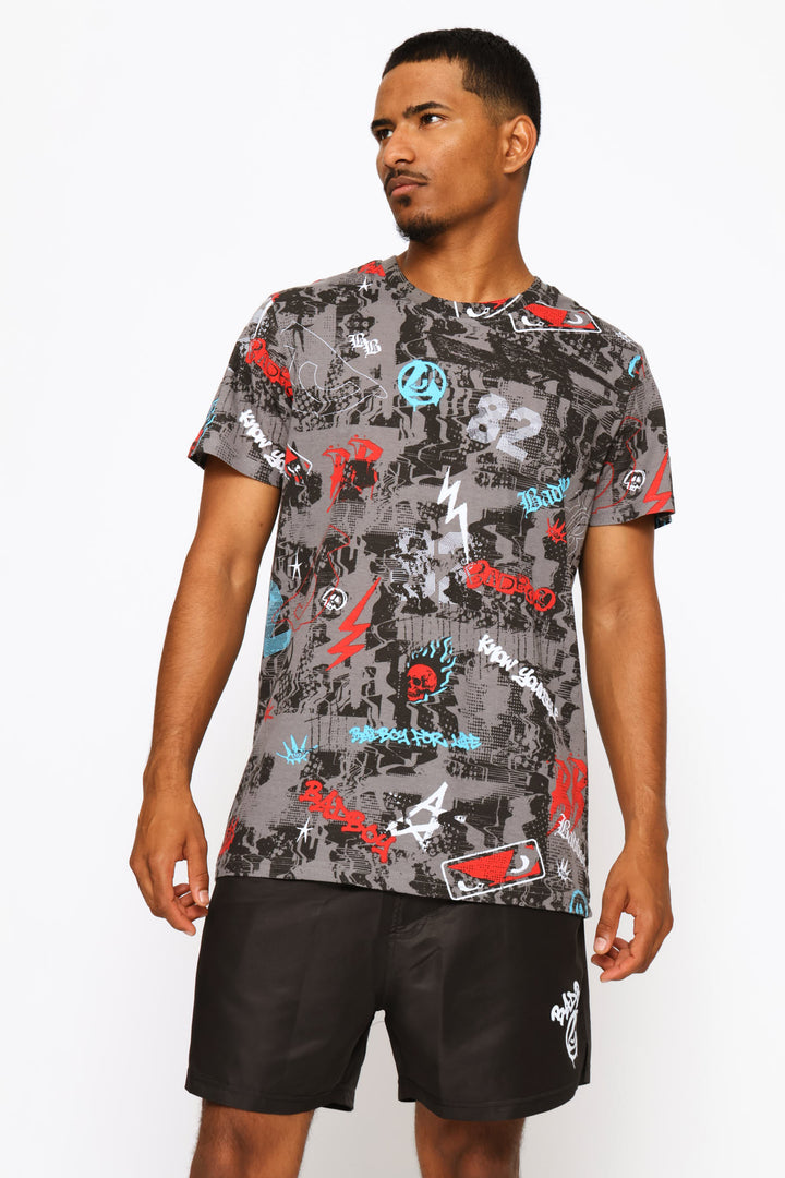 Wild Print Tee - Blue