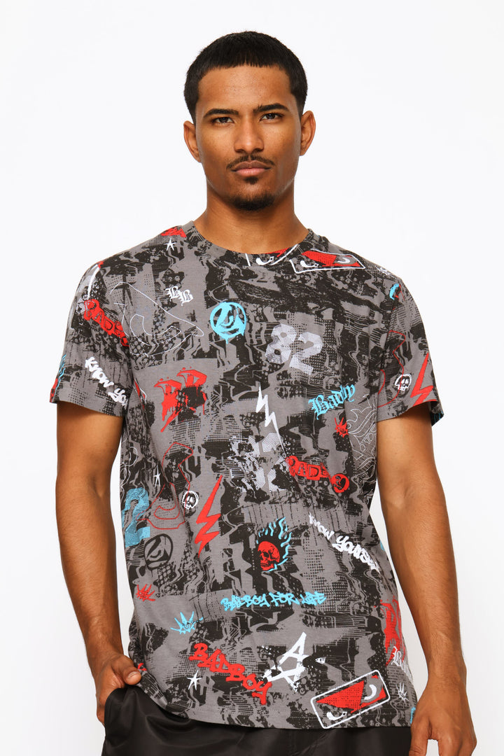 Wild Print Tee - Blue