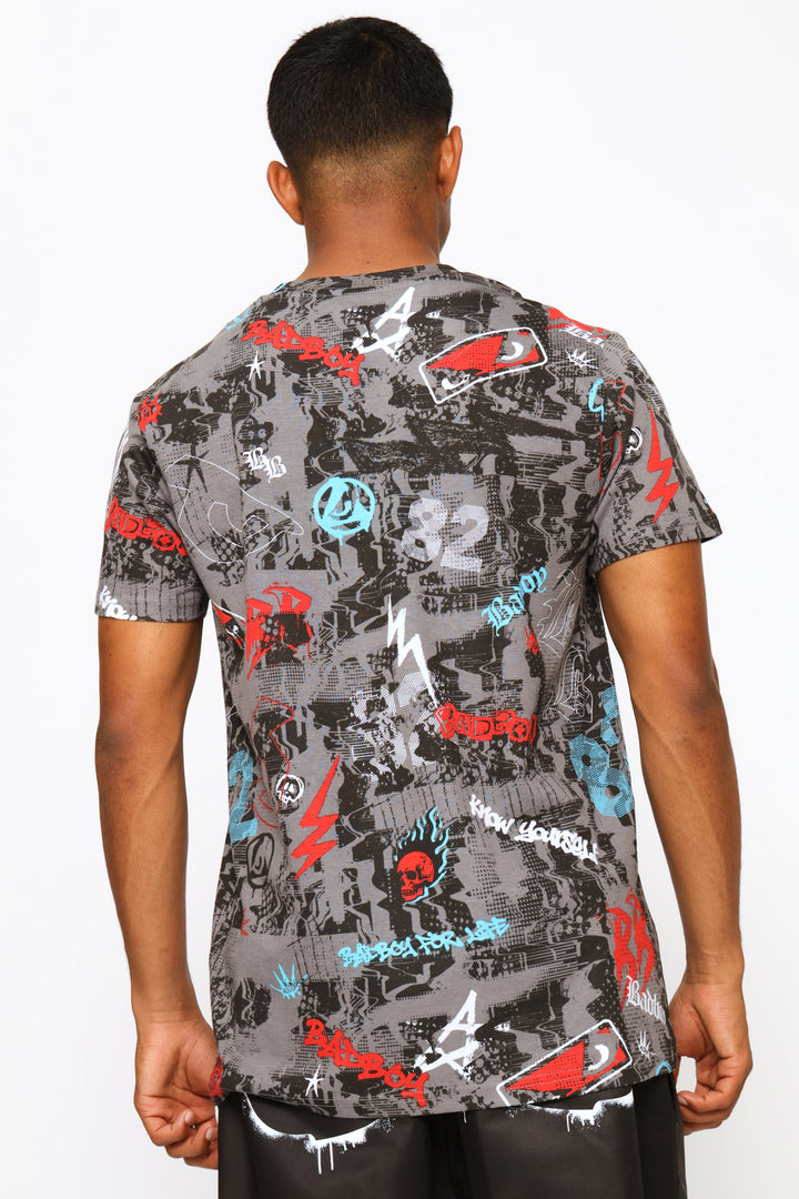 Wild Print Tee - Blue