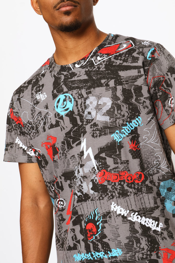 Wild Print Tee - Blue