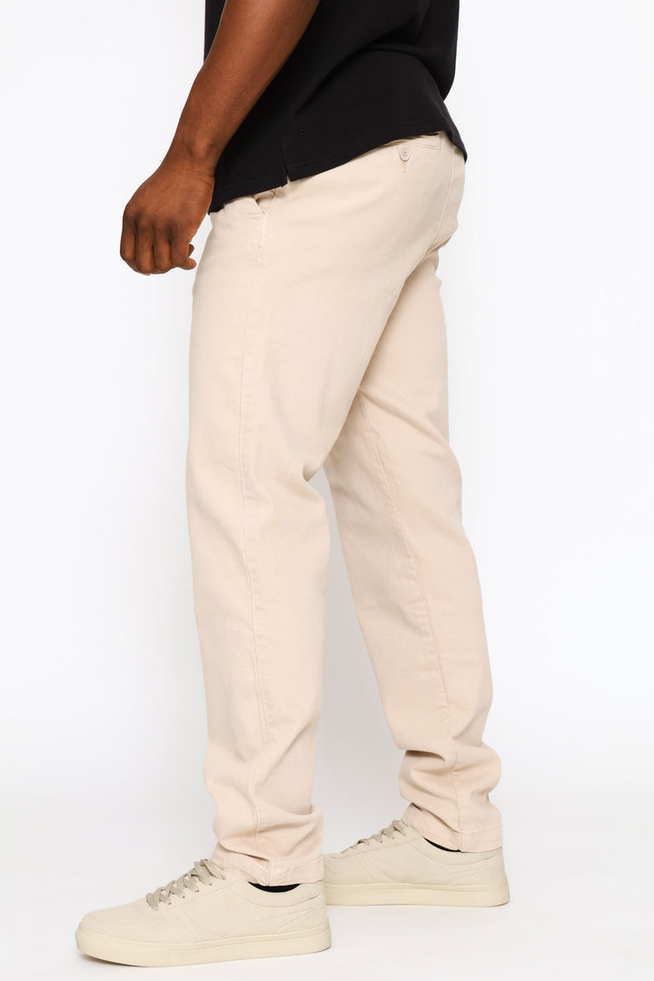 Pleat Detail Elasticated Chino - Light Stone