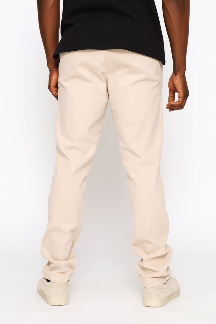 Pleat Detail Elasticated Chino - Light Stone