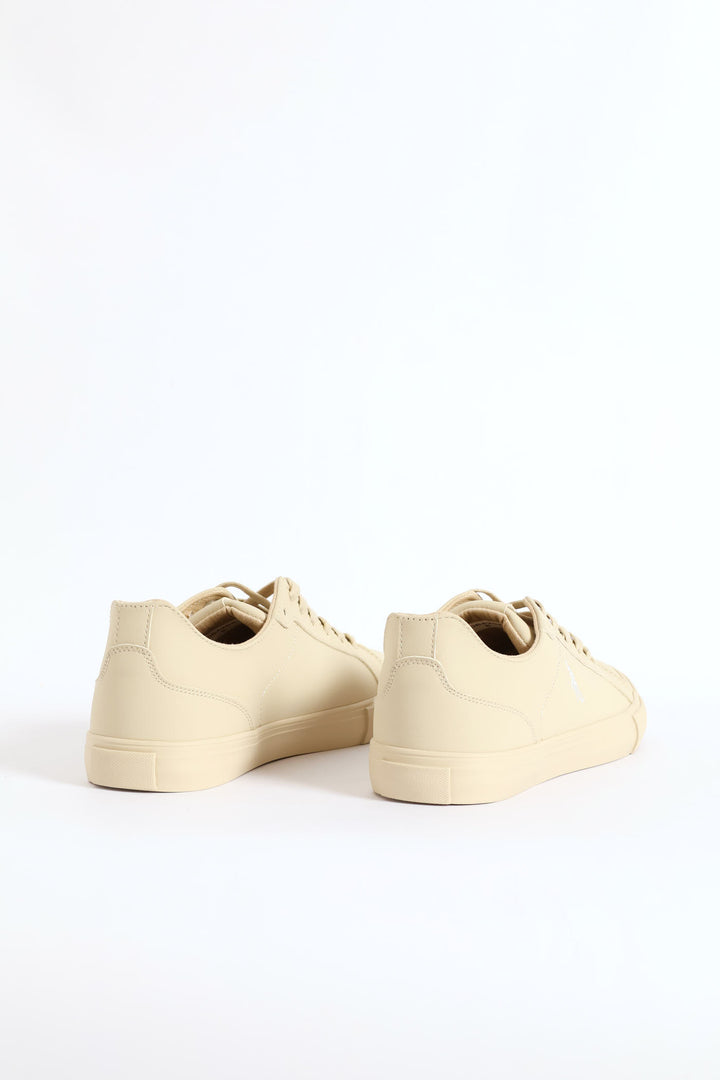Basic Pu Lace Up Sneaker - Stone
