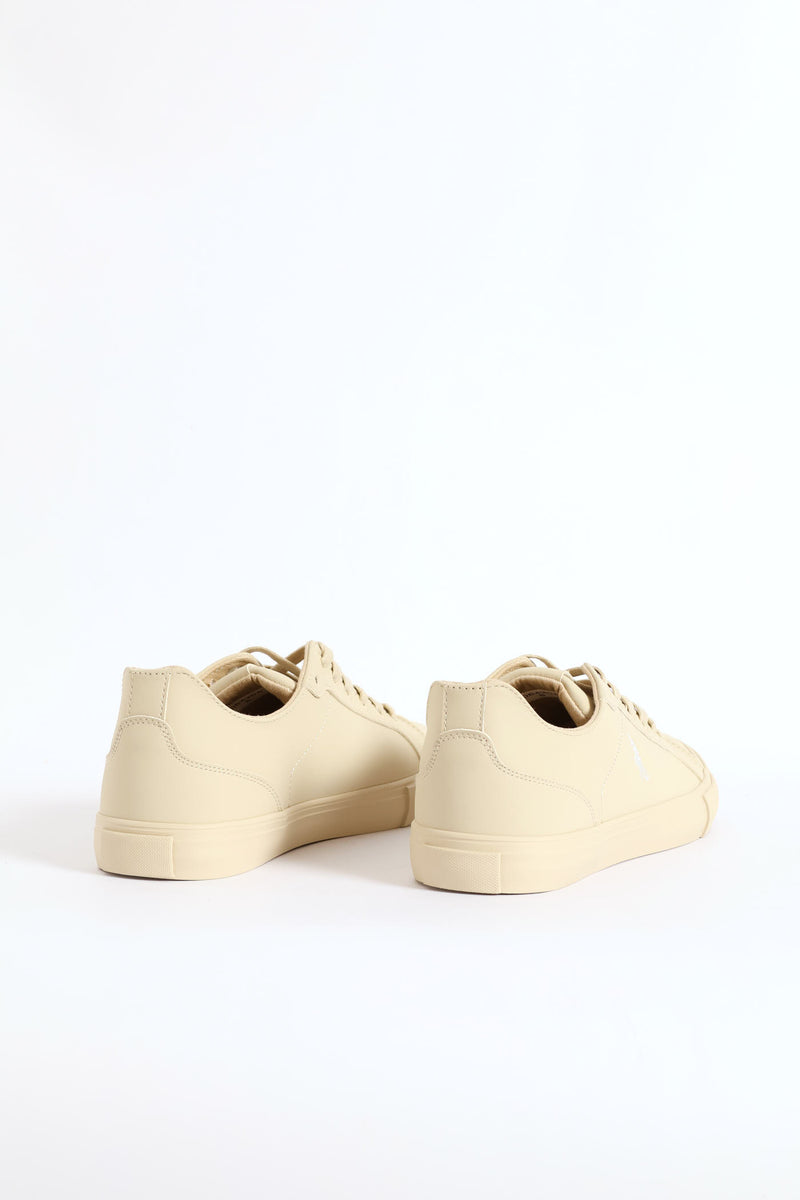 Basic Pu Lace Up Sneaker - Stone