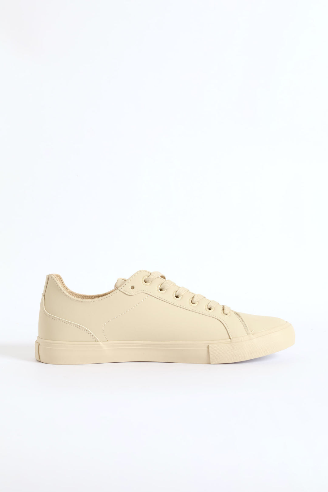 Basic Pu Lace Up Sneaker - Stone