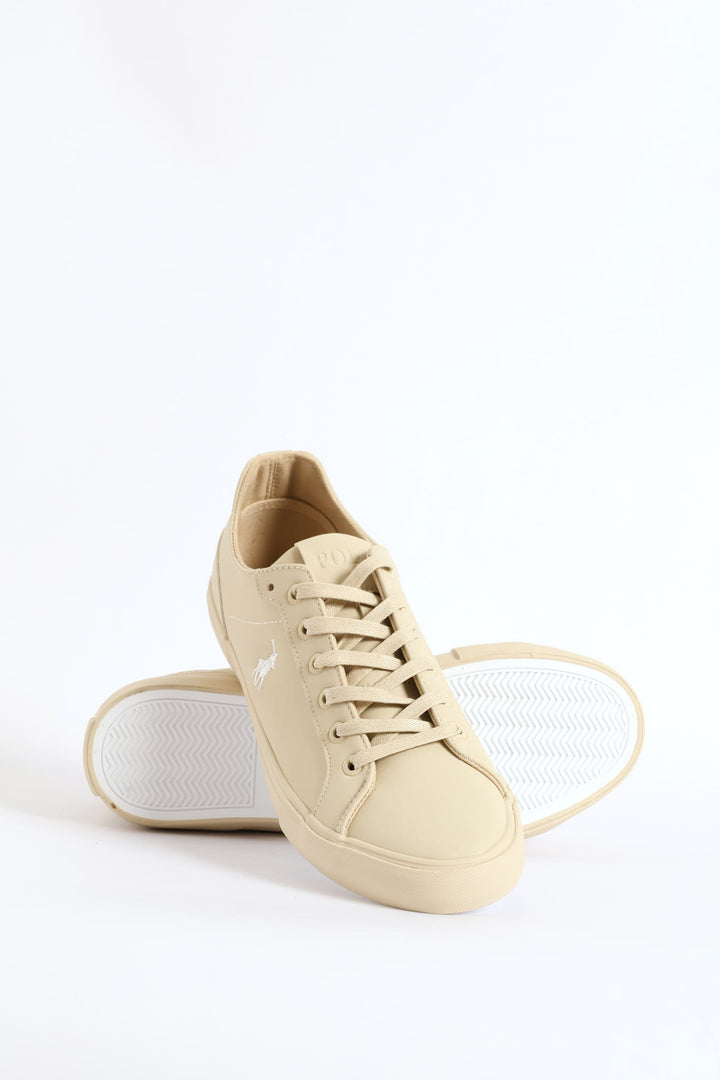 Basic Pu Lace Up Sneaker - Stone