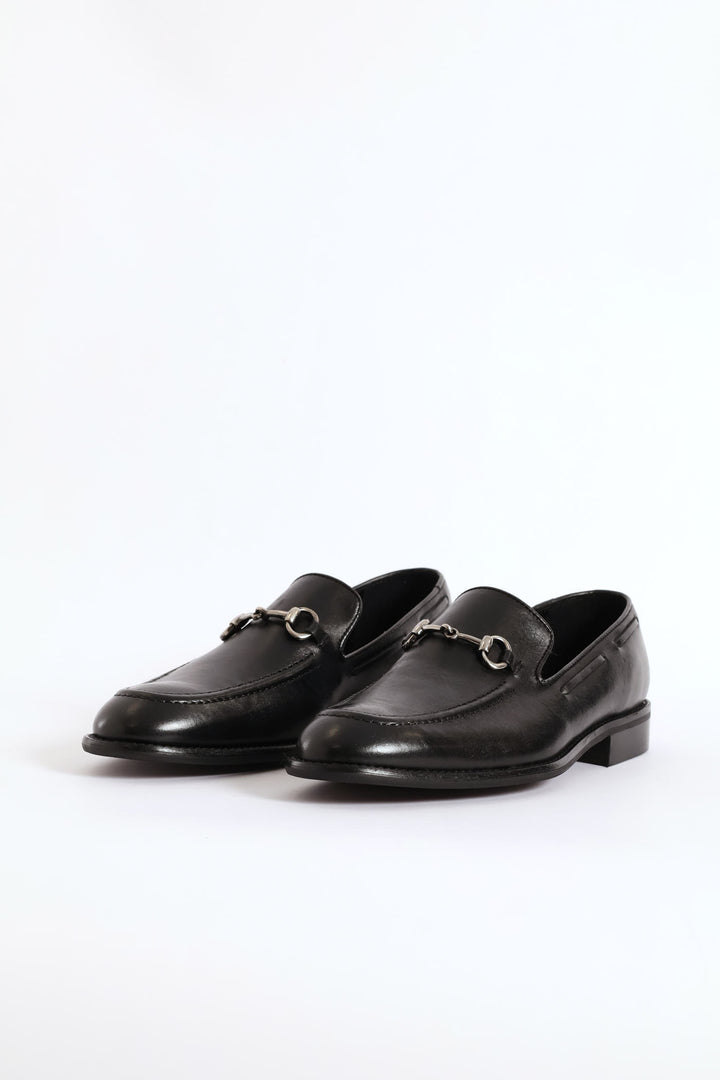 Leather Slip On Loafer - Black