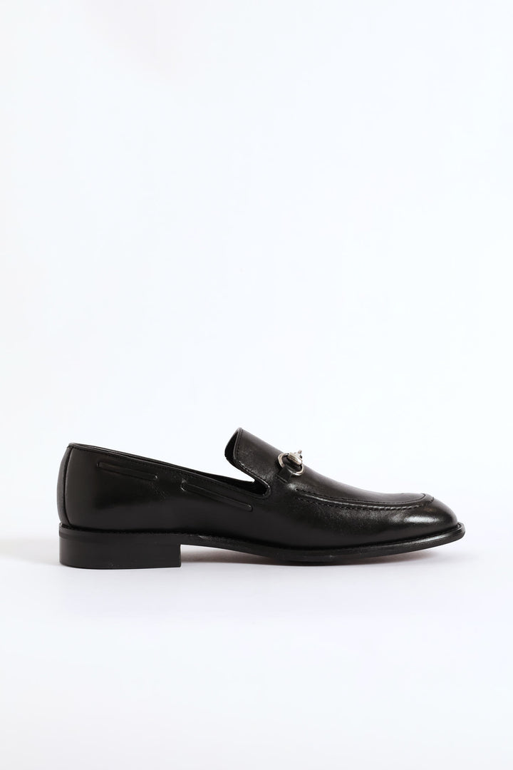 Leather Slip On Loafer - Black