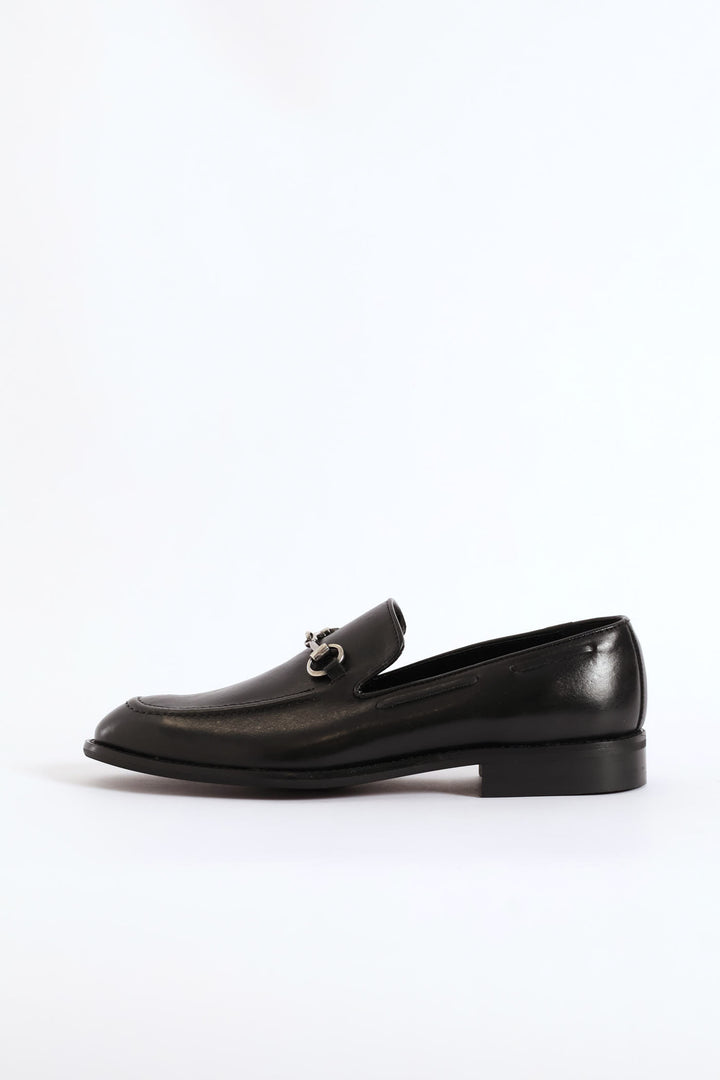 Leather Slip On Loafer - Black
