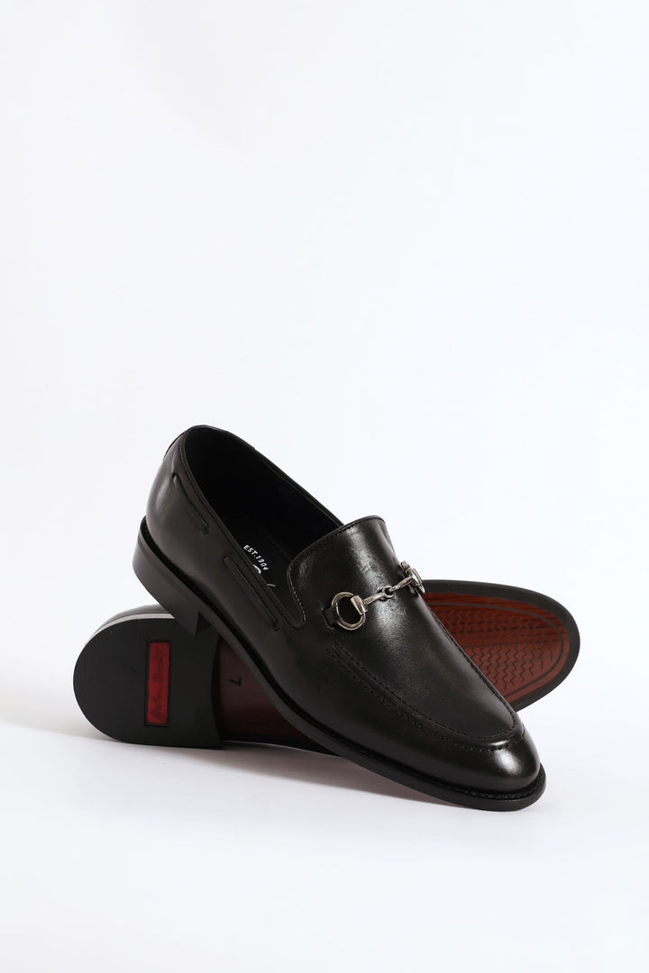 Leather Slip On Loafer - Black