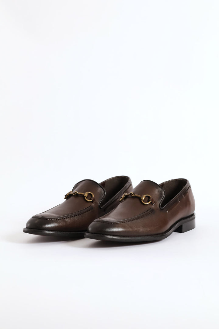 Leather Slip On Loafer - Brown