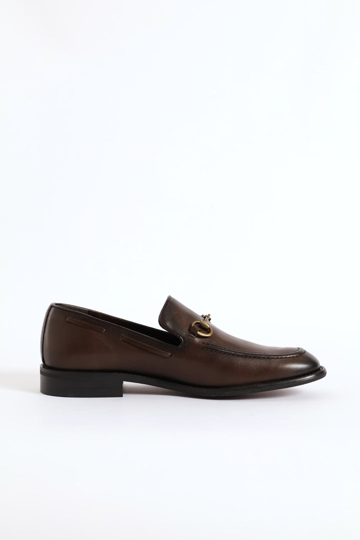 Leather Slip On Loafer - Brown