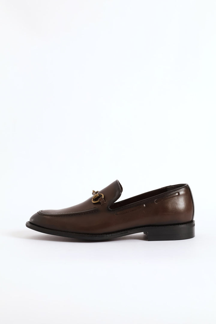 Leather Slip On Loafer - Brown
