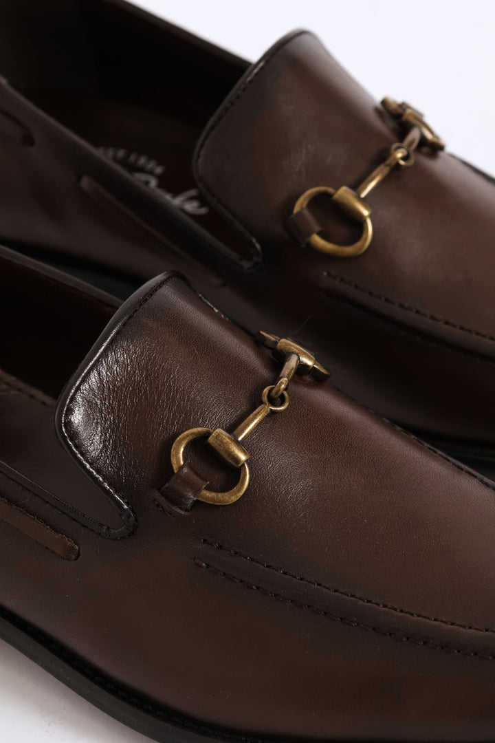 Leather Slip On Loafer - Brown