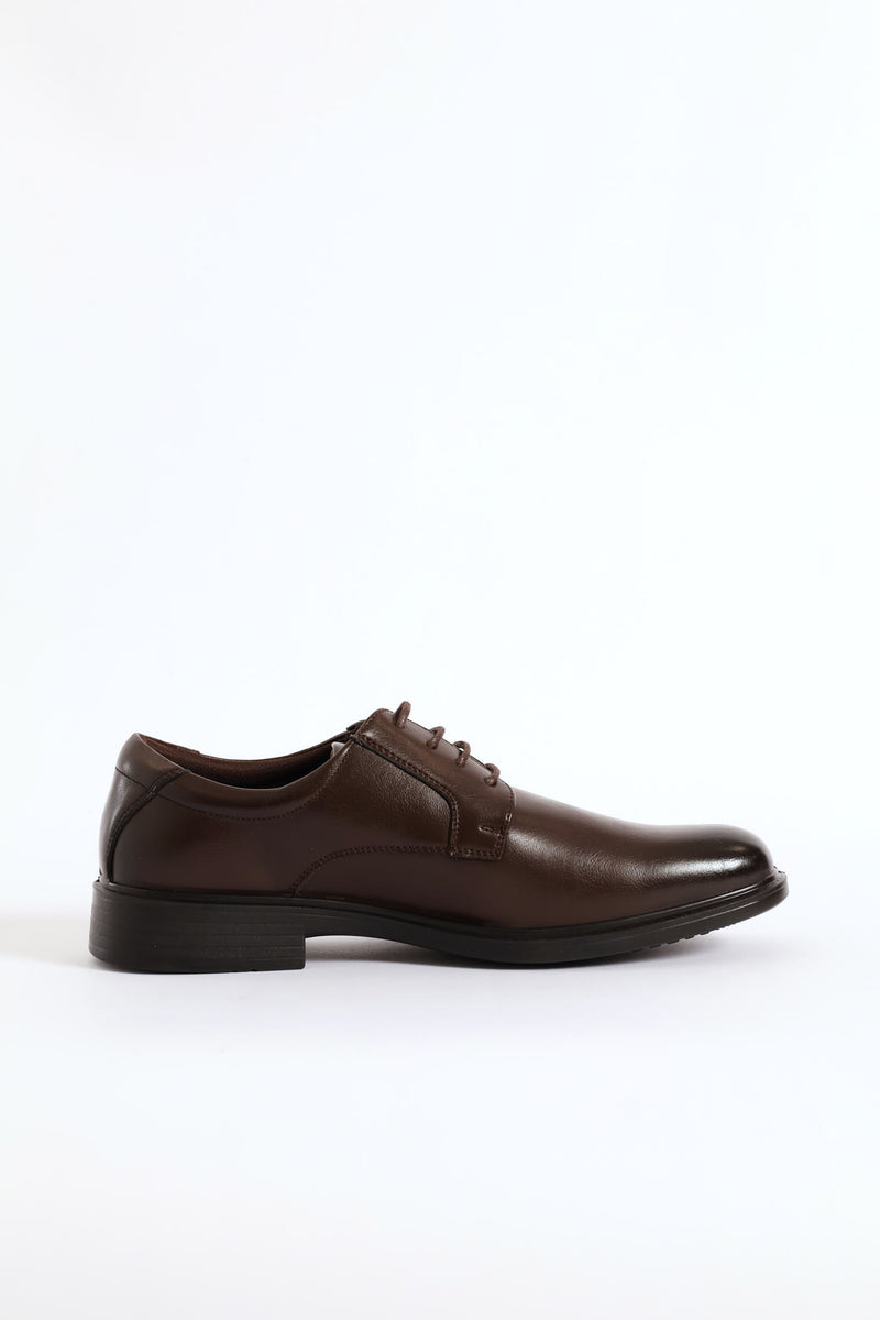 Wide Toe Formal Lace Up Shoe - Brown