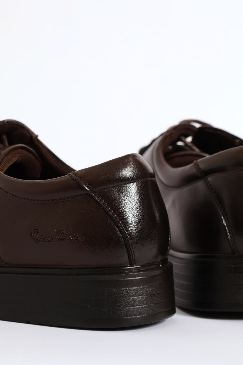 Wide Toe Formal Lace Up Shoe - Brown