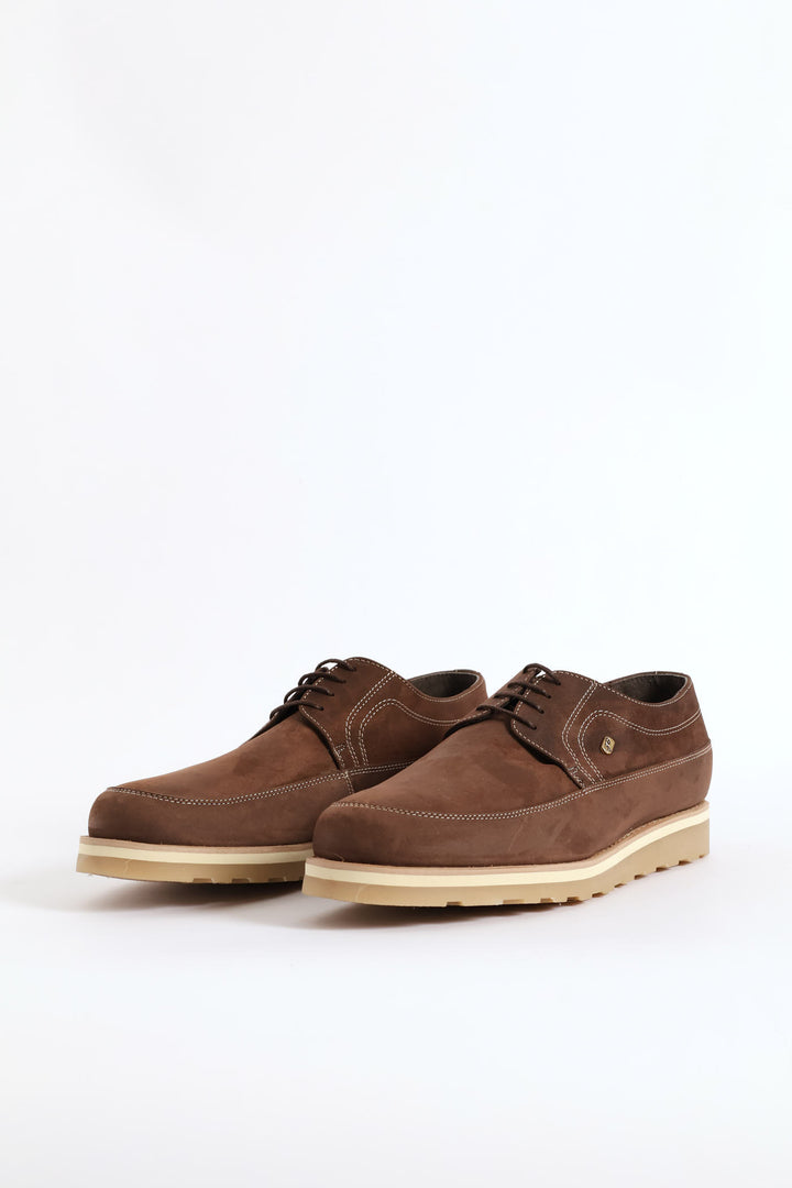 Leather Smart Casual Lace Up Shoe - Brown