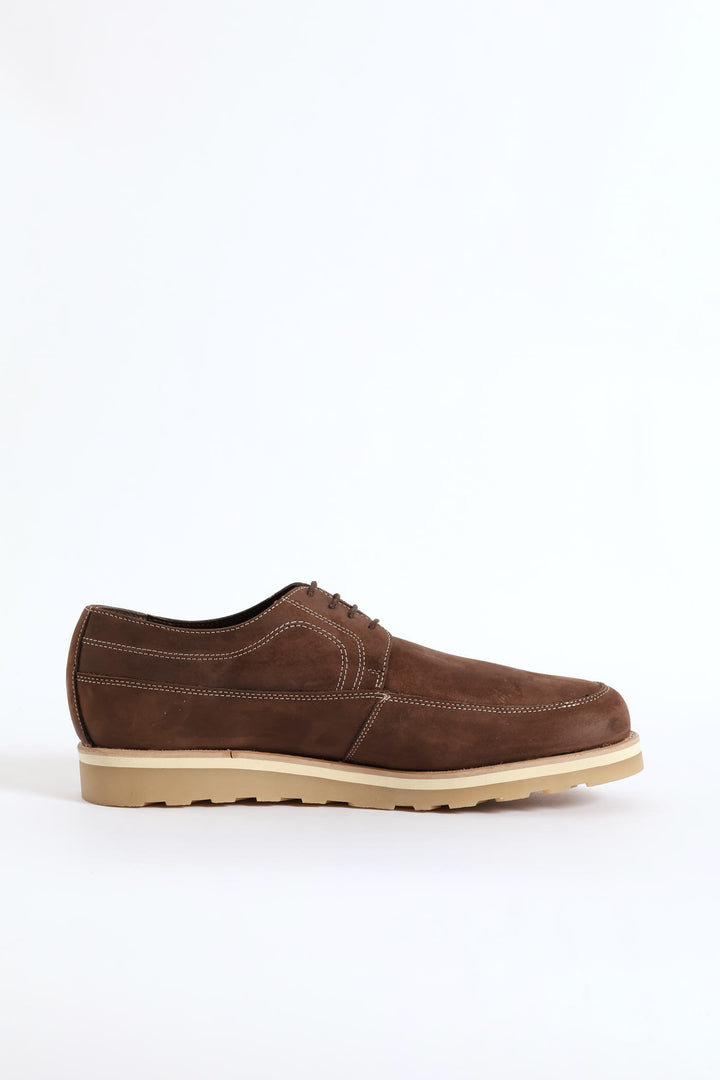Leather Smart Casual Lace Up Shoe - Brown