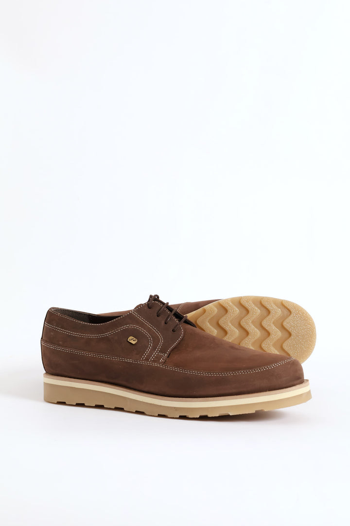 Leather Smart Casual Lace Up Shoe - Brown