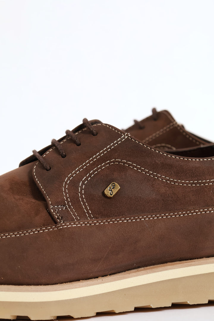 Leather Smart Casual Lace Up Shoe - Brown