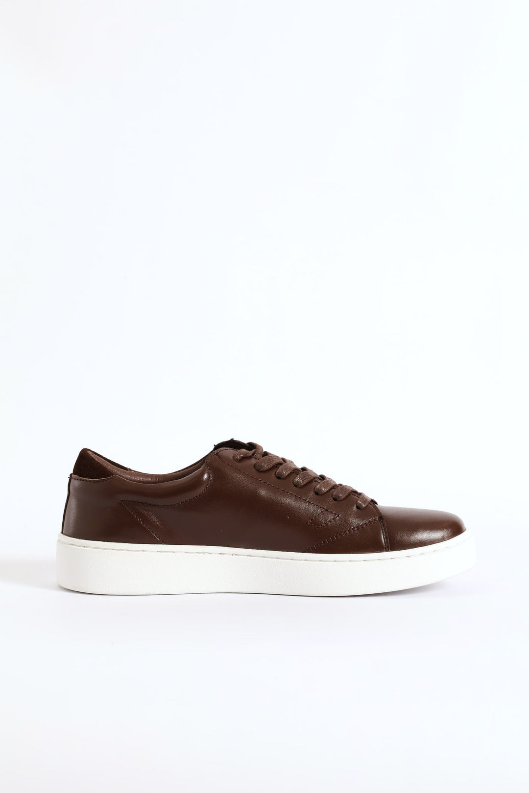 Basic Leather Court Sneaker - Chocolate