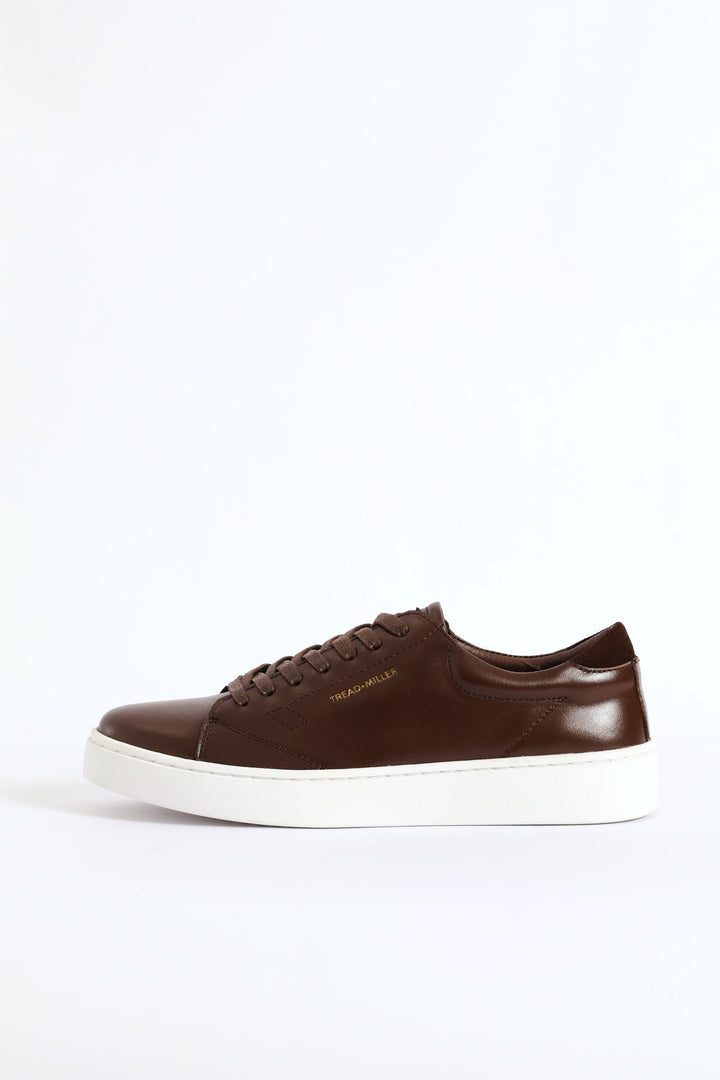 Basic Leather Court Sneaker - Chocolate