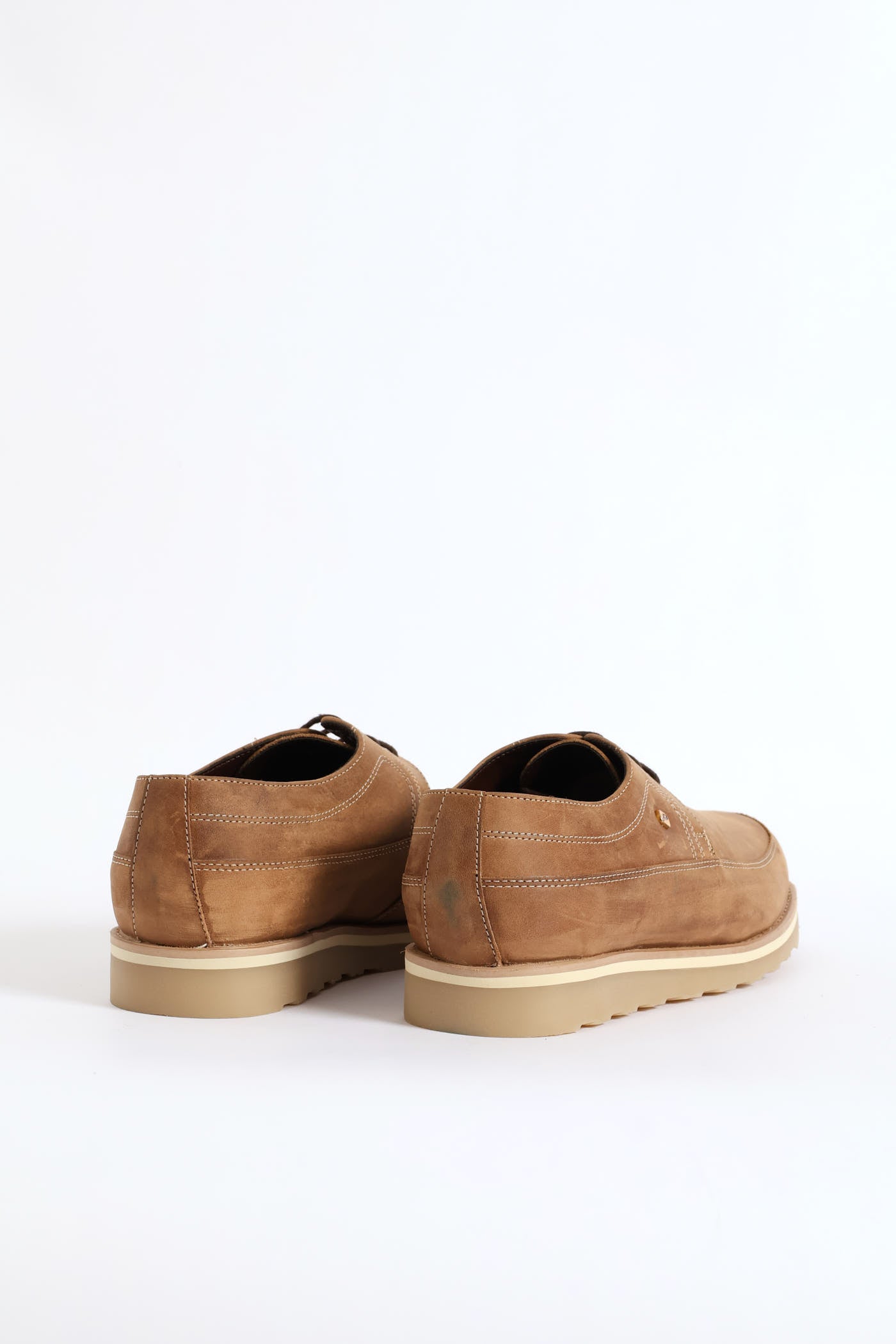 Mens Leather Smart Casual Lace Up Shoe - Stone – Edgars