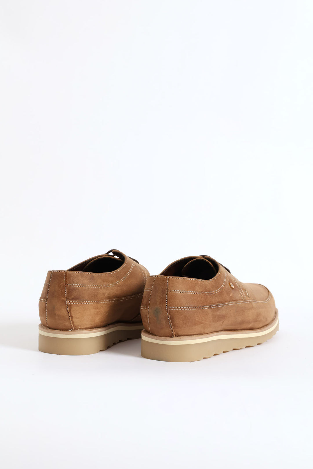 Leather Smart Casual Lace Up Shoe - Stone