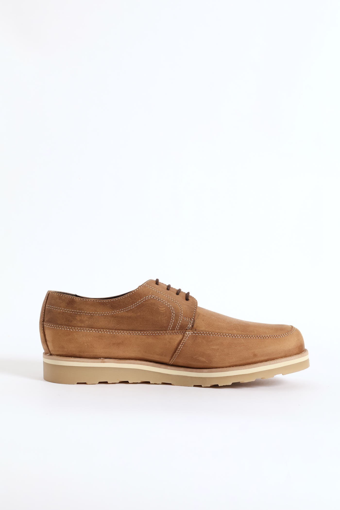Mens Leather Smart Casual Lace Up Shoe - Stone – Edgars