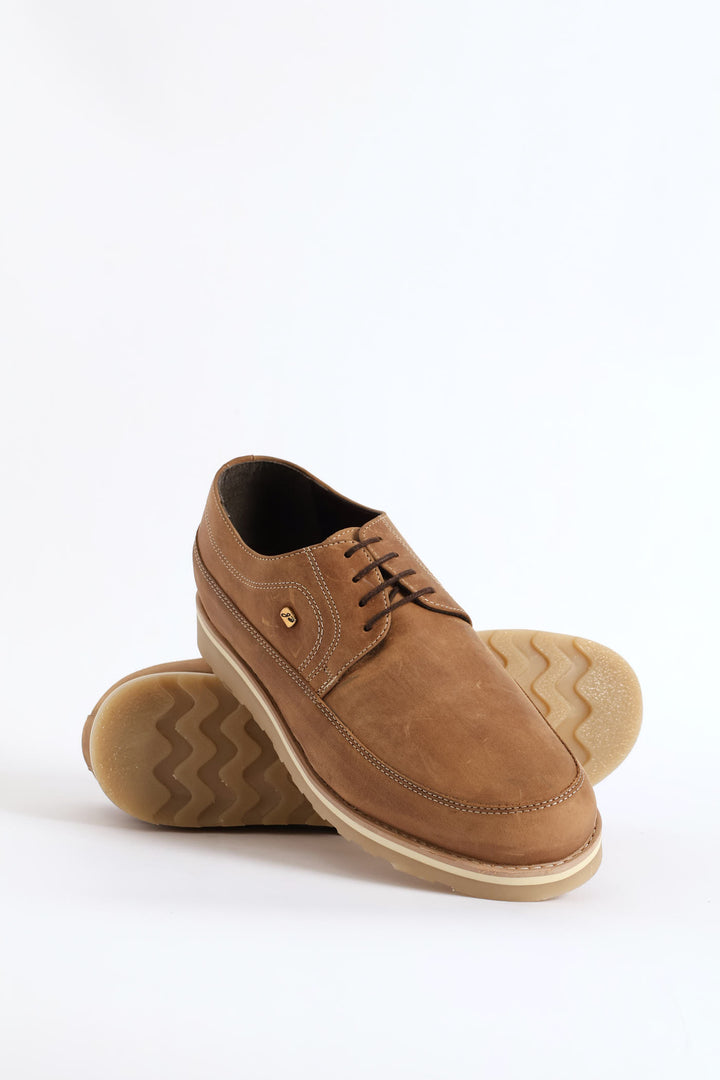 Leather Smart Casual Lace Up Shoe - Stone