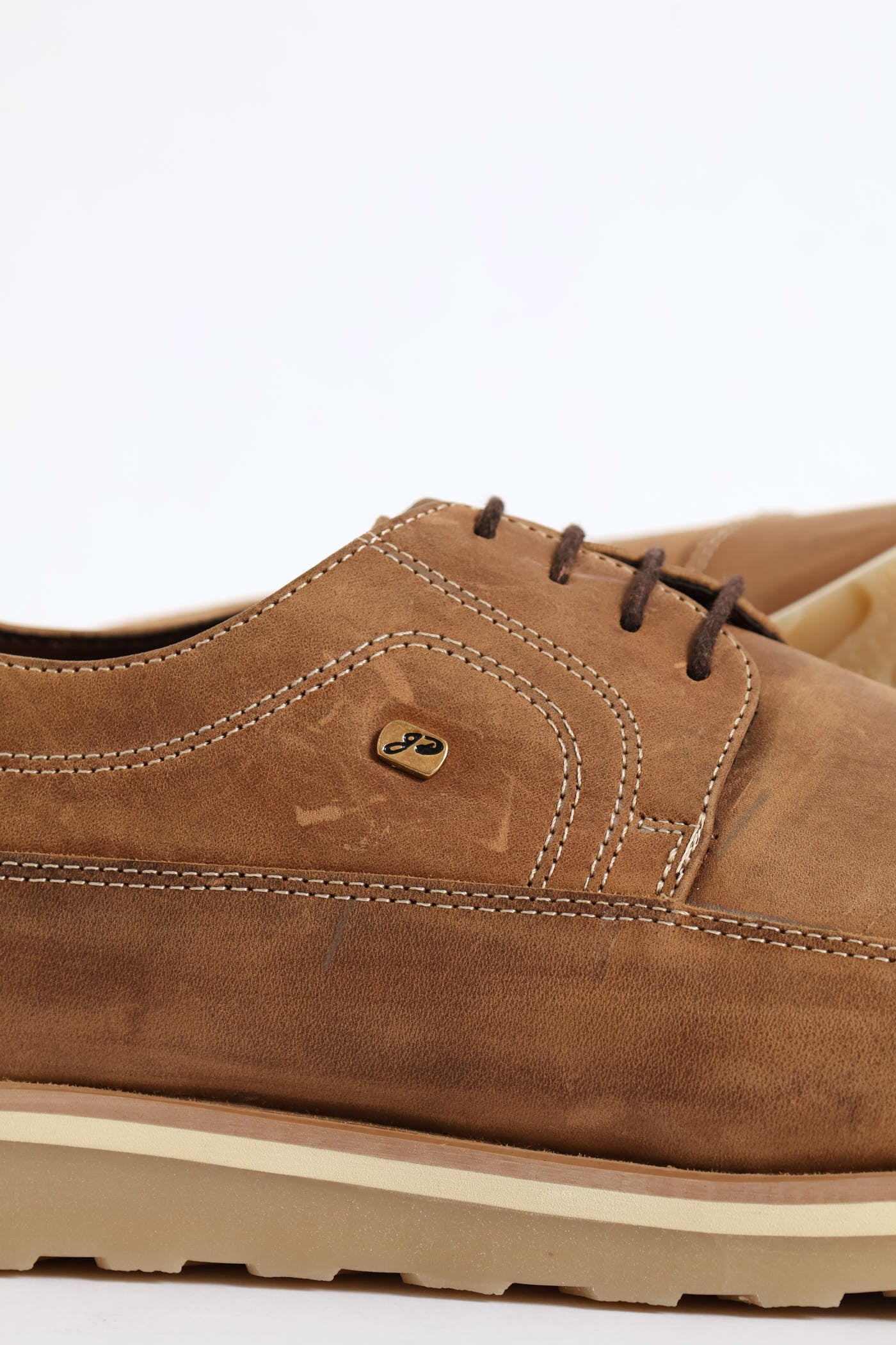 Mens Leather Smart Casual Lace Up Shoe - Stone – Edgars