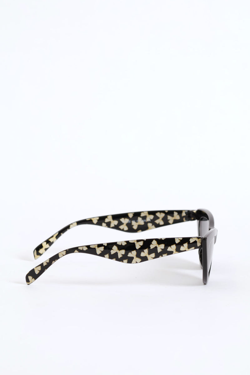 Girls Bow Detail Shiny Sunnies - Black