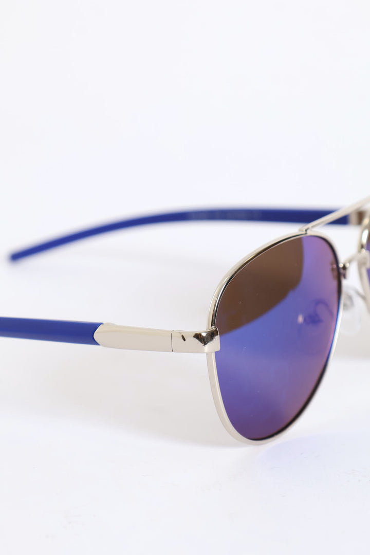 Pre-Boys Combination Mirror Aviator Sunnies - Blue