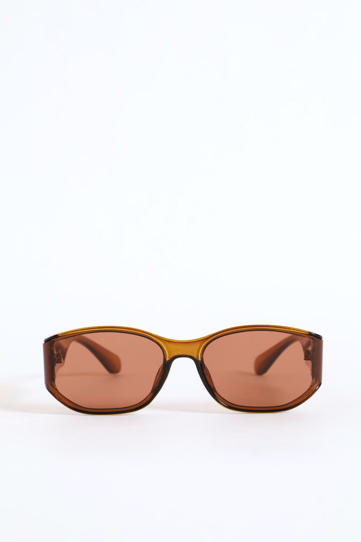 Wrapped Narrow Lense Crystal Frame Sunglasses - Olive