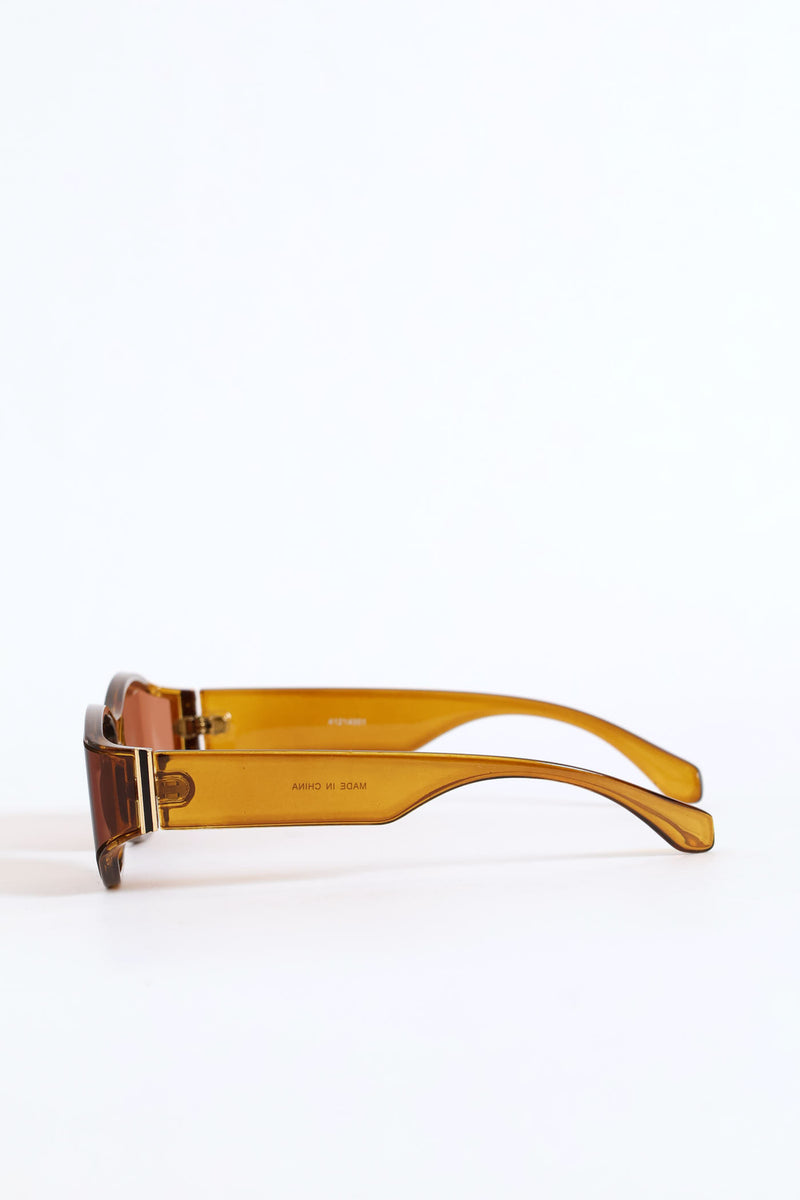 Wrapped Narrow Lense Crystal Frame Sunglasses - Olive