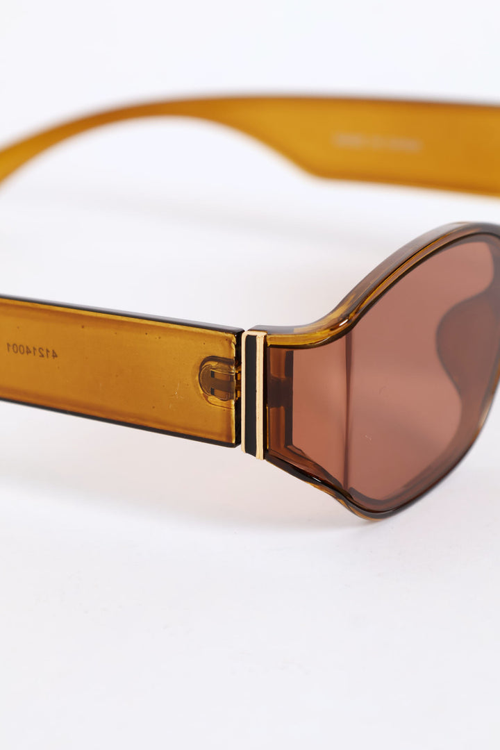 Wrapped Narrow Lense Crystal Frame Sunglasses - Olive