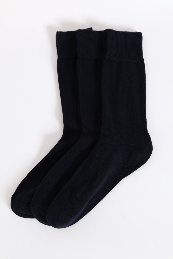 3 Pack Solid Anklet Socks - Navy