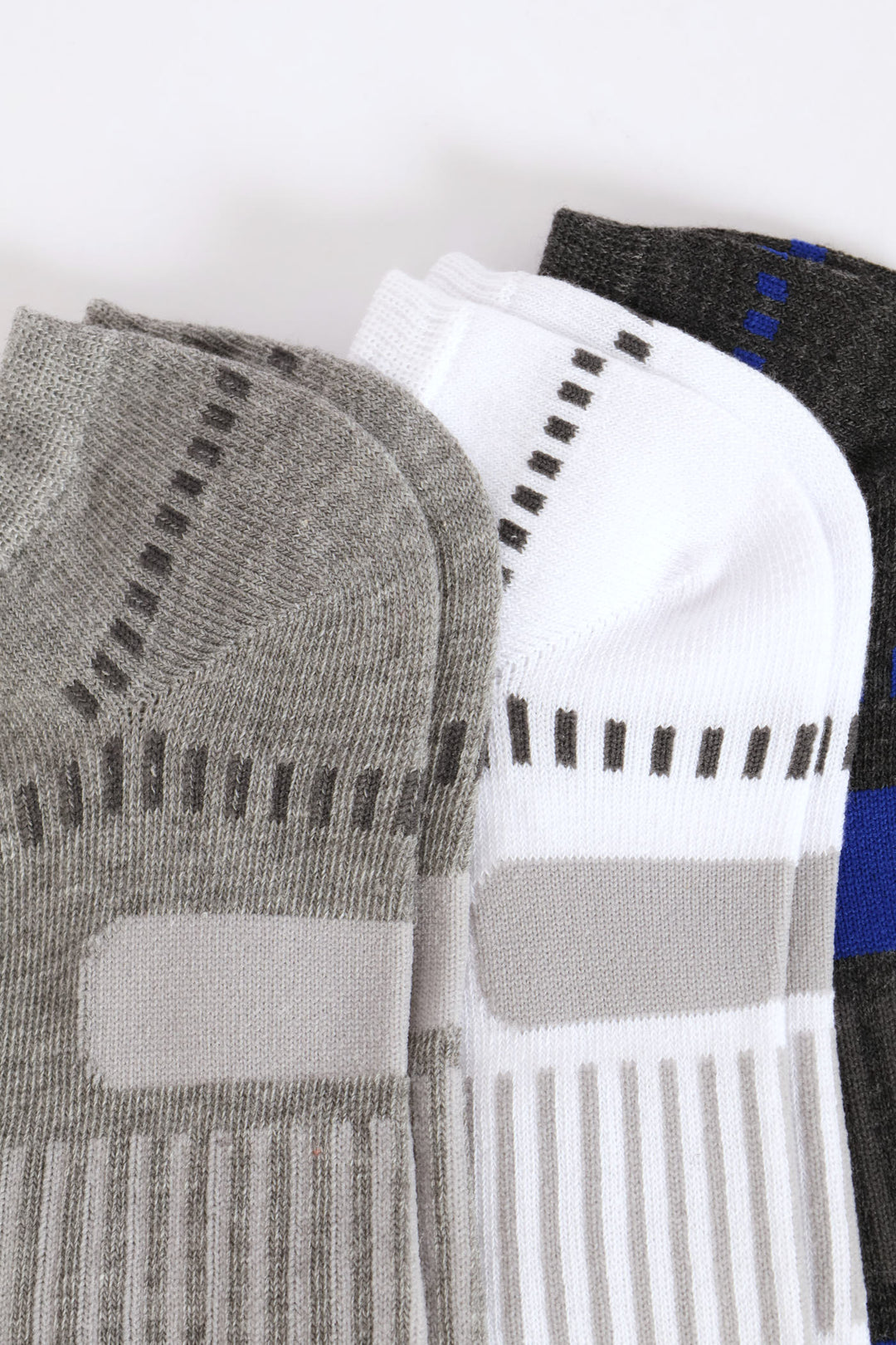 3 Pack Low Cut Socks - White/Grey