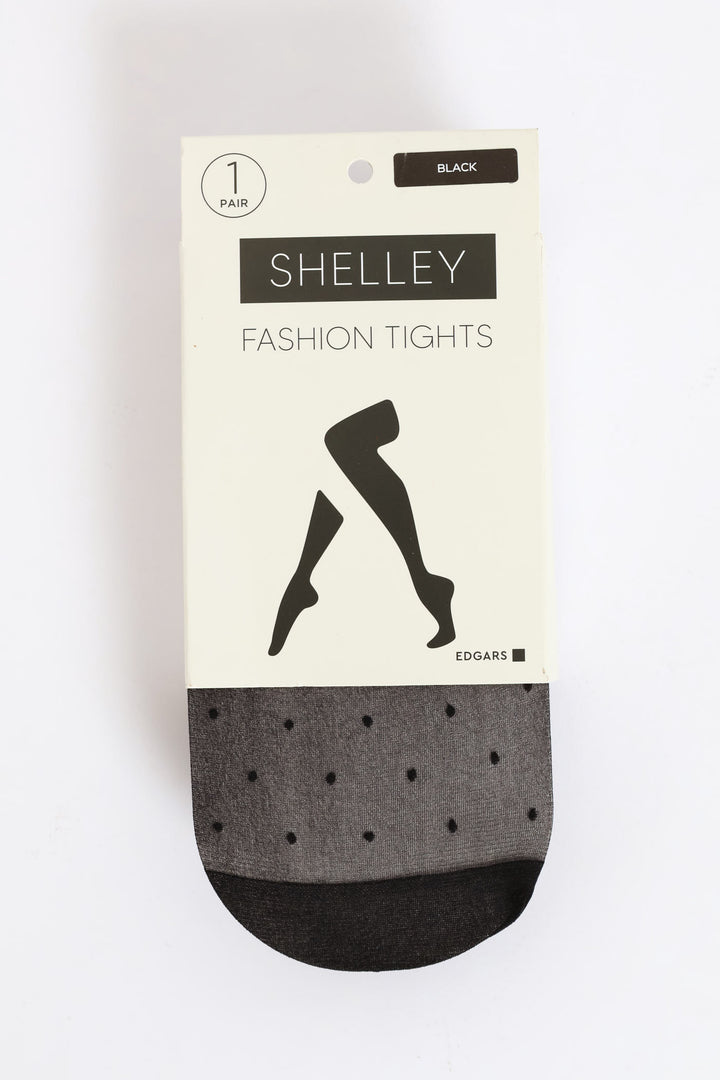 Sheer Spot Stocking  - Black