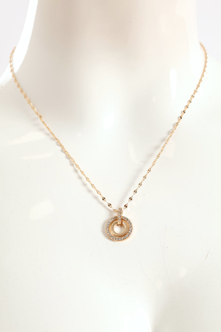 Diamante Drop Pendant & Earring Set - Gold