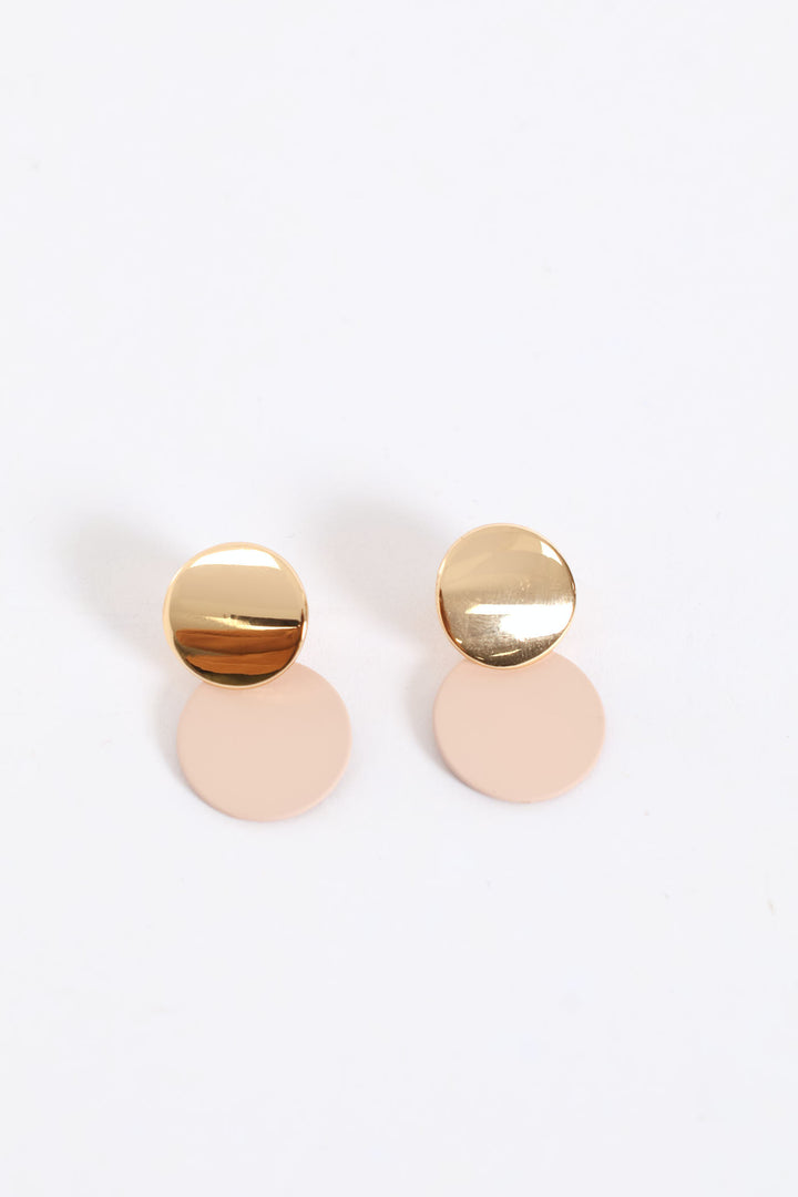 Matte & Gold Disc Earring - Gold
