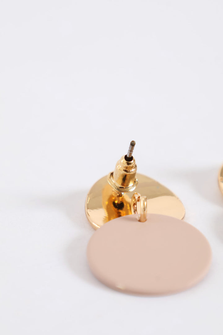 Matte & Gold Disc Earring - Gold